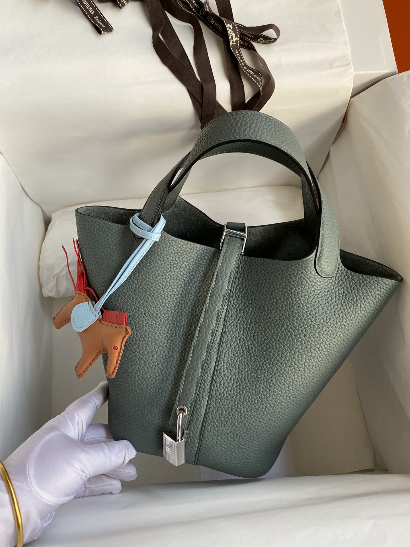 Hermes Picotin Lock 18 Bag In Agate Green Clemence Leather